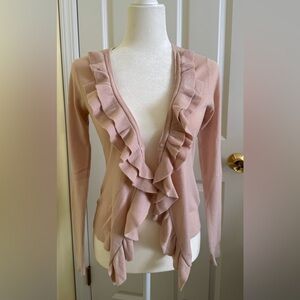 New York & Company Blush Pink Ruffle-Trim Cardigan